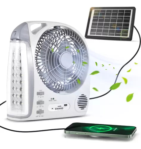 🌞🌬️ Ventilador Portátil Solar 6 en 1 🌱⚡