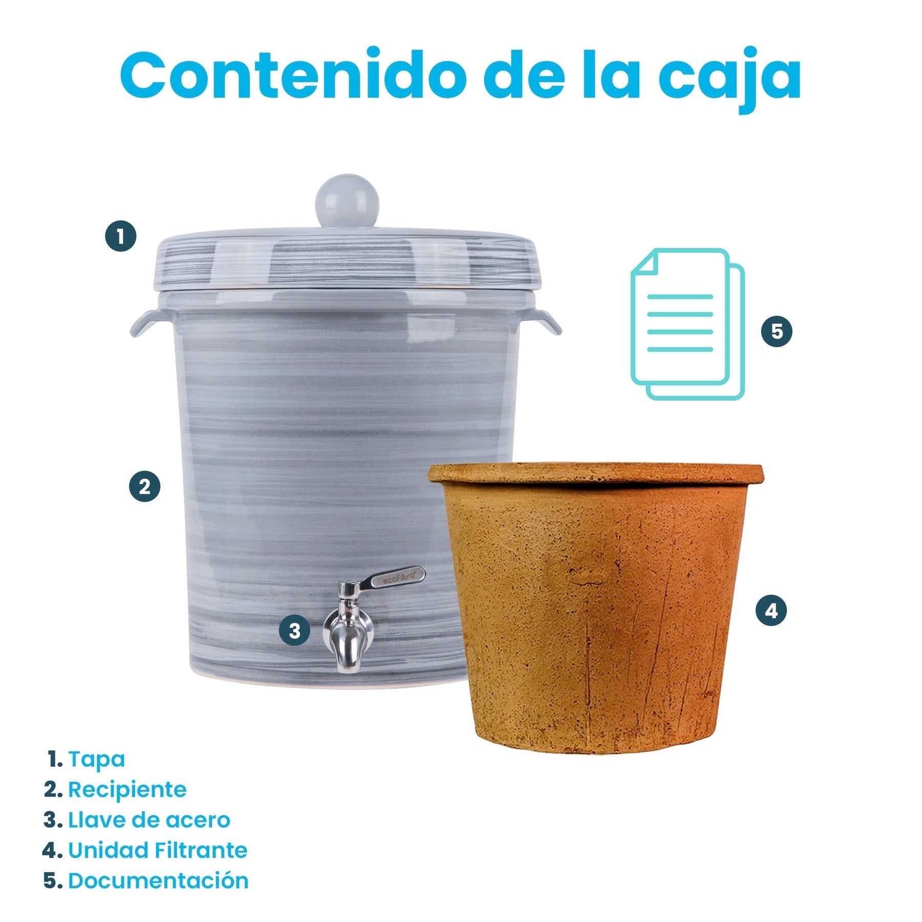 ECOFILTRO PURIFICADOR, DISPENSADOR Y FILTRO DE AGUA CERÁMICA 8LT